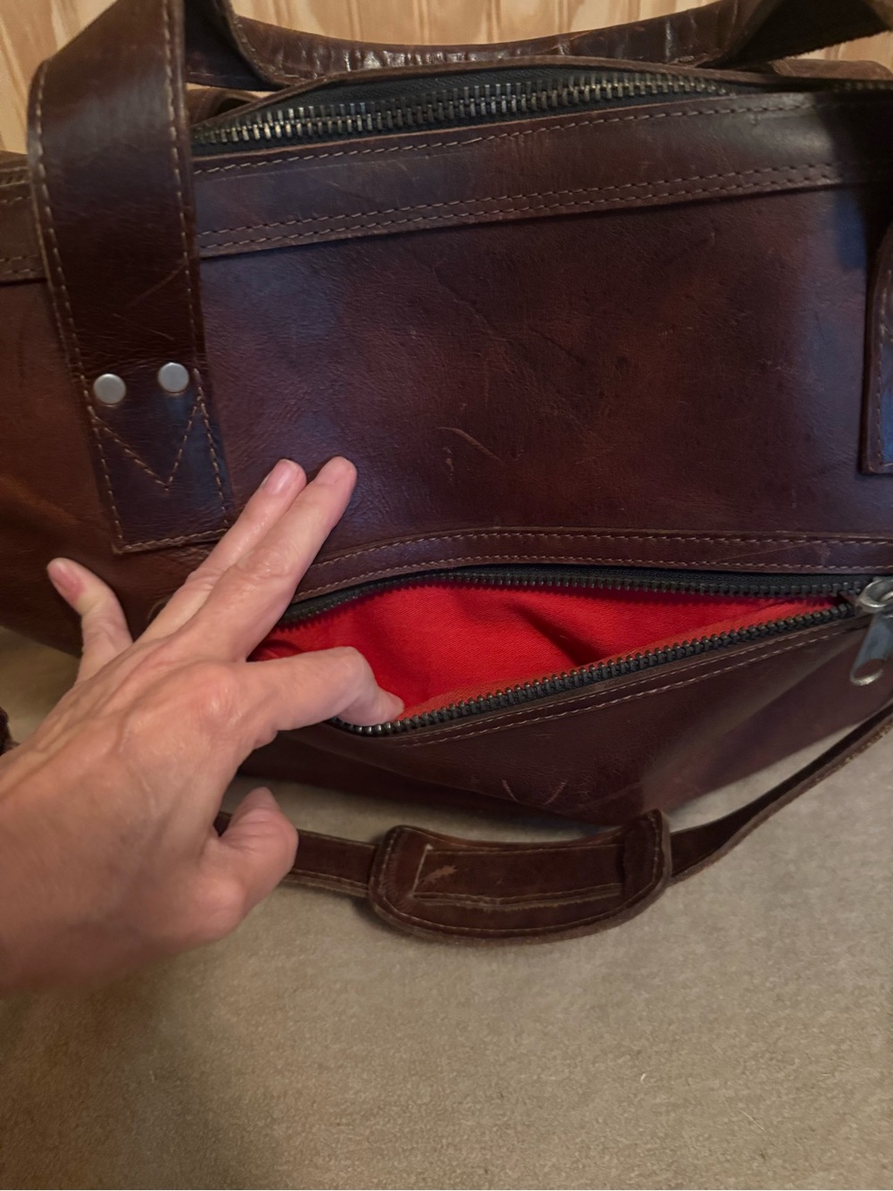 Nena & Co x Rocky Barnes Aztec Print Brown Leather Weekender Bag - Picture 5 of 14